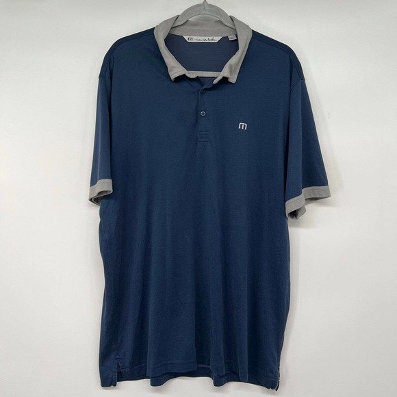 Travis Mathew Other - Travis Mathew Polo Shirt Mens Sz XL Black Blue Gray Trimming Collar Pima Cotton